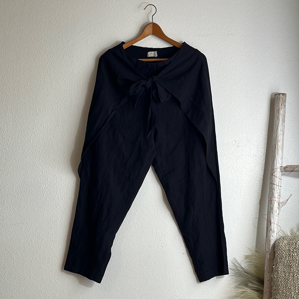 Urban Outfitters Black Wrap Pants size Small Cotton Linen Pants High Waist NWOT